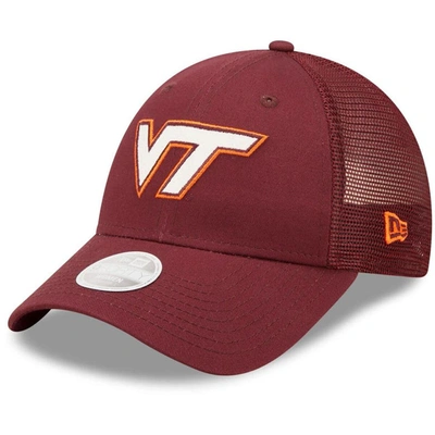 Shop New Era Maroon Virginia Tech Hokies 9forty Logo Spark Trucker Snapback Hat