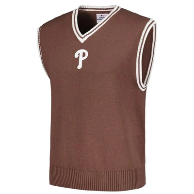 Shop Pleasures Brown Philadelphia Phillies Knit V-neck Pullover Sweater Vest