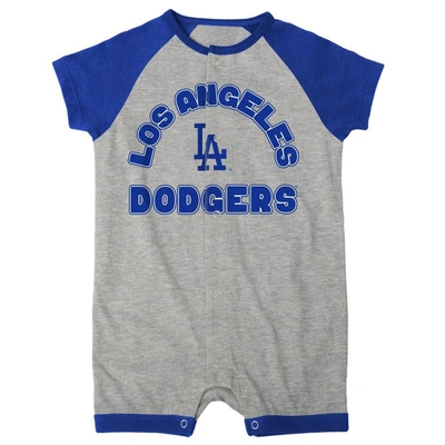Shop Outerstuff Infant  Heather Gray Los Angeles Dodgers Extra Base Hit Raglan Full-snap Romper