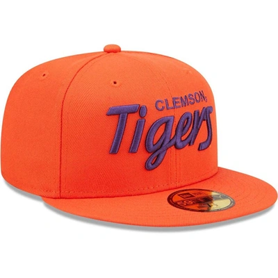 Shop New Era Orange Clemson Tigers Script Original 59fifty Fitted Hat