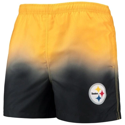Shop Foco Gold/black Pittsburgh Steelers Dip-dye Swim Shorts