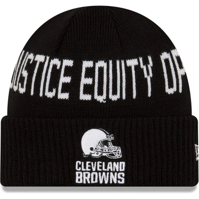 Shop New Era Youth  Black Cleveland Browns Social Justice Cuffed Knit Hat
