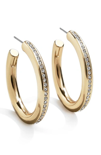 Shop Baublebar Inset Crystal Hoop Earrings In Clear/gold