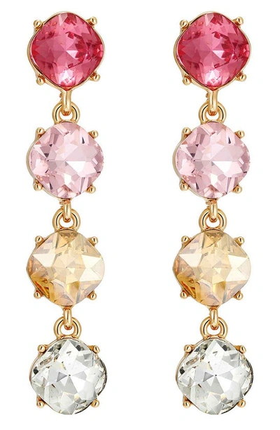 Shop Ettika Four The Money Crystal Drop Earrings In Pink