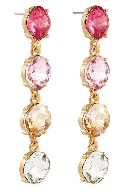 Shop Ettika Four The Money Crystal Drop Earrings In Pink