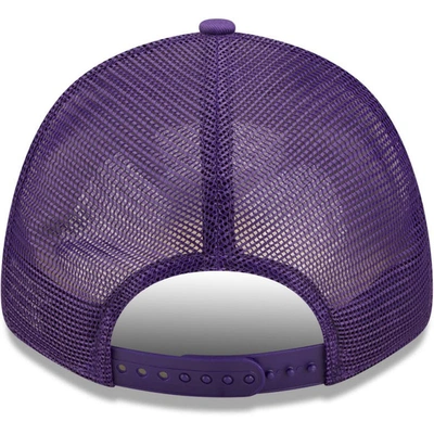 Shop New Era Purple Los Angeles Lakers Team Logo Patch 9forty Trucker Snapback Hat
