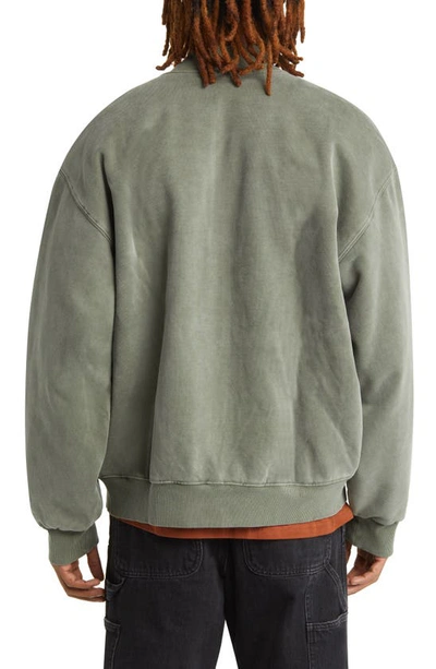 Shop Carhartt Vista Cotton Fleece Bomber Jacket In Smoke Green Garment Dyed
