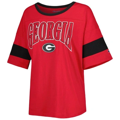 Shop Champion Red Georgia Bulldogs Jumbo Arch Striped Half-sleeve T-shirt