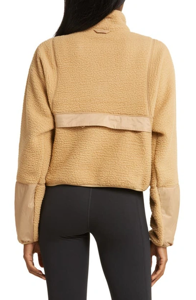 Halfdays Pieper Water Repellent Recycled Polyester Fleece Quarter Zip Top In Chai