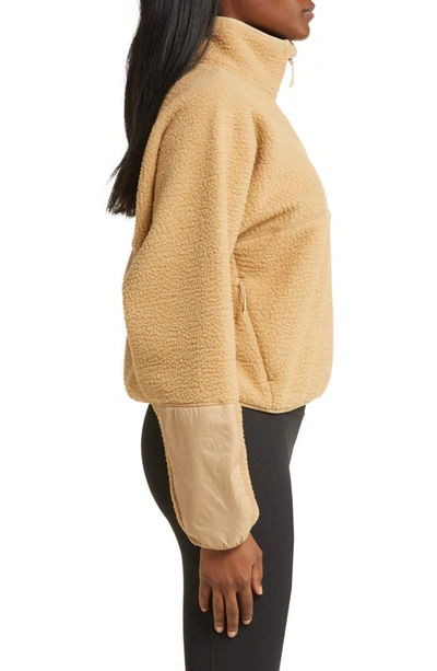 Halfdays Pieper Water Repellent Recycled Polyester Fleece Quarter Zip Top In Chai