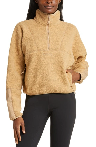 Halfdays Pieper Water Repellent Recycled Polyester Fleece Quarter Zip Top In Chai