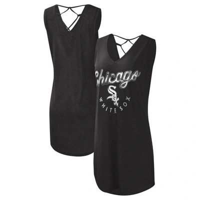 Shop G-iii 4her By Carl Banks Black Chicago White Sox Game Time Slub Beach V-neck Cover-up Dress