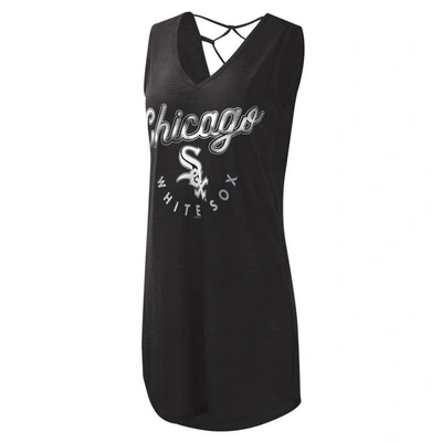 Shop G-iii 4her By Carl Banks Black Chicago White Sox Game Time Slub Beach V-neck Cover-up Dress
