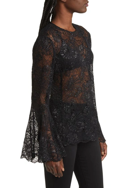 Shop Frame Bell Sleeve Lace Top In Black