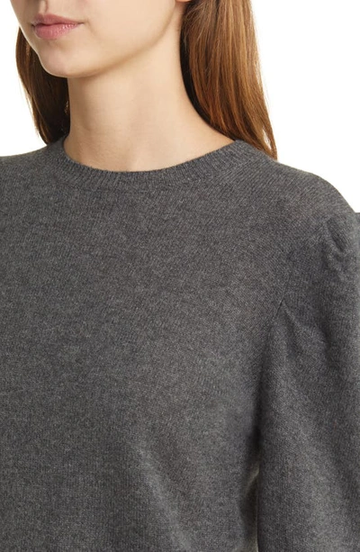 Shop Frame Puff Shoulder Cashmere & Wool Sweater In Dark Gris Heather