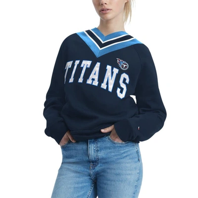 Shop Tommy Hilfiger Navy Tennessee Titans Heidi V-neck Pullover Sweatshirt