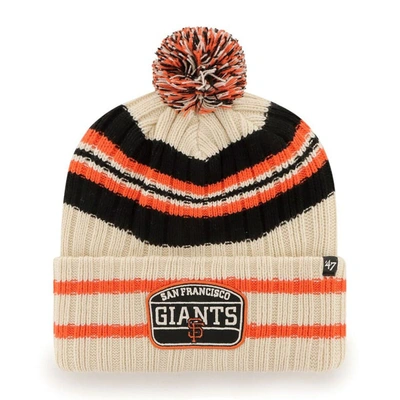 Shop 47 ' Natural San Francisco Giants Home Patch Cuffed Knit Hat With Pom