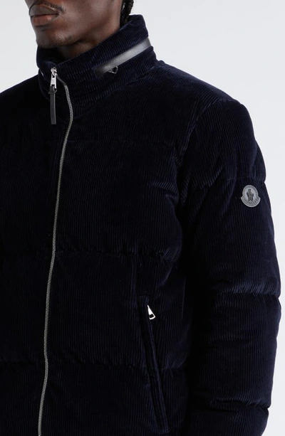 Shop Moncler Besbre Quilted Corduroy Short Down Puffer Jacket In Night Sky
