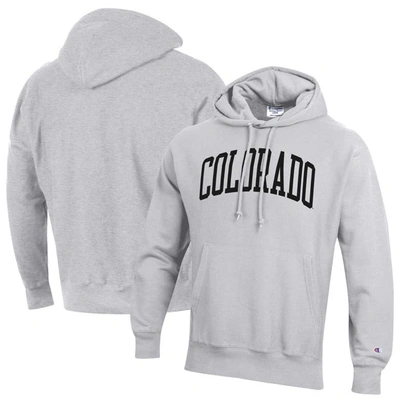Shop Champion Heathered Gray Colorado Buffaloes Team Arch Reverse Weave Pullover Hoodie In Heather Gray