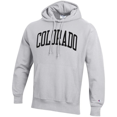 Shop Champion Heathered Gray Colorado Buffaloes Team Arch Reverse Weave Pullover Hoodie In Heather Gray