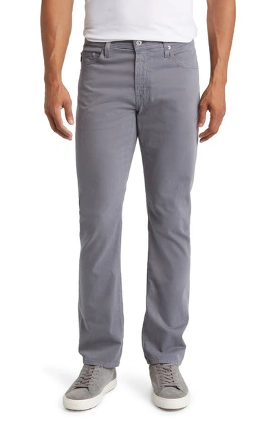 Shop Ag Everett Sueded Stretch Sateen Straight Fit Pants In Granite Grey