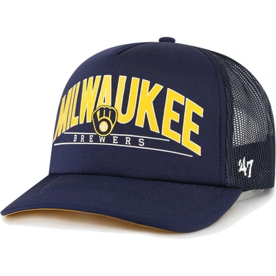 Shop 47 ' Navy Milwaukee Brewers Backhaul Foam Trucker Snapback Hat