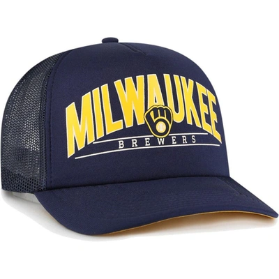 Shop 47 ' Navy Milwaukee Brewers Backhaul Foam Trucker Snapback Hat