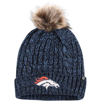 Shop 47 ' Navy Denver Broncos Logo Meeko Cuffed Knit Hat With Pom