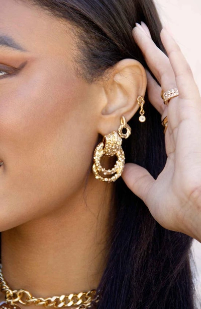 Shop Ettika Crystal Knot Earrings In Gold