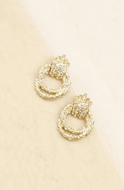 Shop Ettika Crystal Knot Earrings In Gold