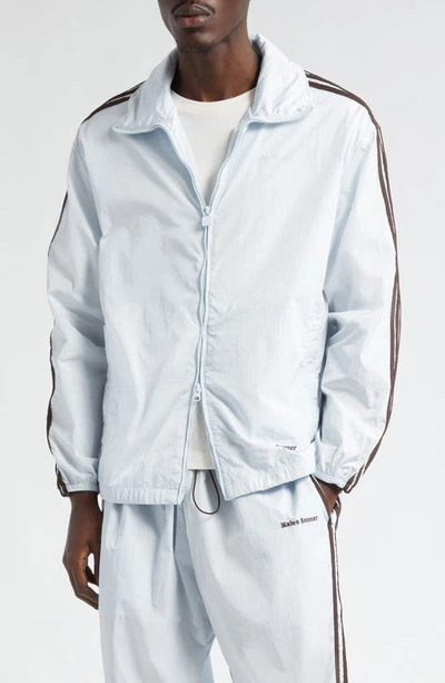 Shop Y-3 X Wales Bonner 3-stripes Recycled Nylon Track Jacket In Blue Tint