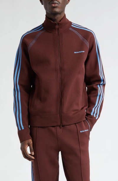 Shop Y-3 X Wales Bonner 3-stripes Recycled Polyester Track Jacket In Mystery Brown