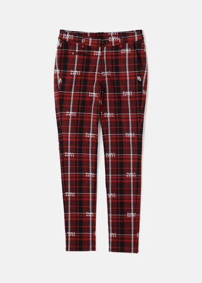 Shop Pearly Gates Red Cotton Stretch Calze Check Pants In Brown