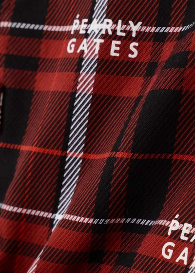 Shop Pearly Gates Red Cotton Stretch Calze Check Pants In Brown