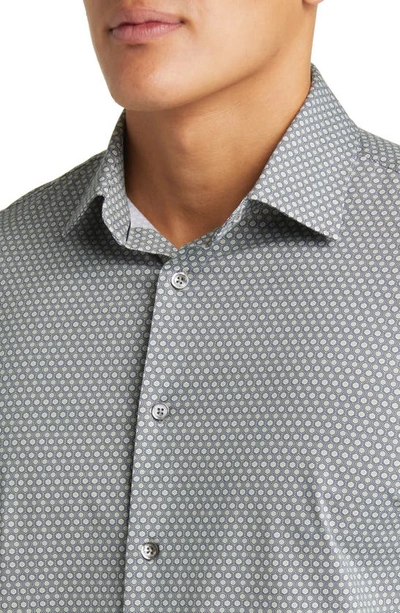 Bugatchi James Ooohcotton® Honeycomb Print Button-up Shirt In Sage