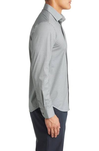 Bugatchi James Ooohcotton® Honeycomb Print Button-up Shirt In Sage