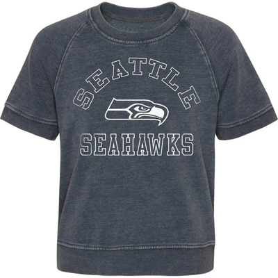 Shop Outerstuff Girls Juniors Heather Charcoal Seattle Seahawks Cheer Squad Raglan T-shirt