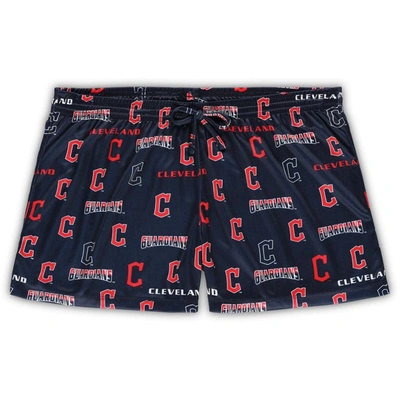 Concepts Sport Women's  White, Navy Cleveland Guardians Plus Size Tank Top And Shorts Sleep Set In White