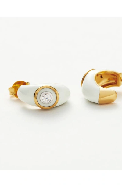 Missoma Cubic Zirconia Enamel Huggie Earrings In Gold