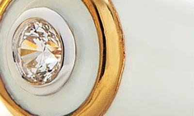 Missoma Cubic Zirconia Enamel Huggie Earrings In Gold