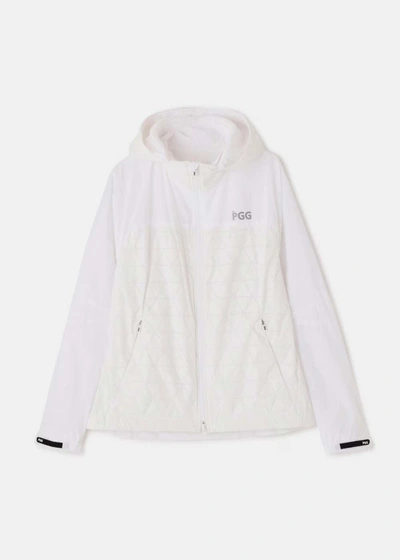 Shop Pgg White Nylon Stretch Taffeta X Octa Hoodie Jacket