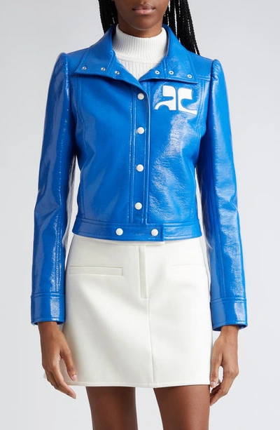 Shop Courrèges Re-edition Vinyl Jacket In Blue