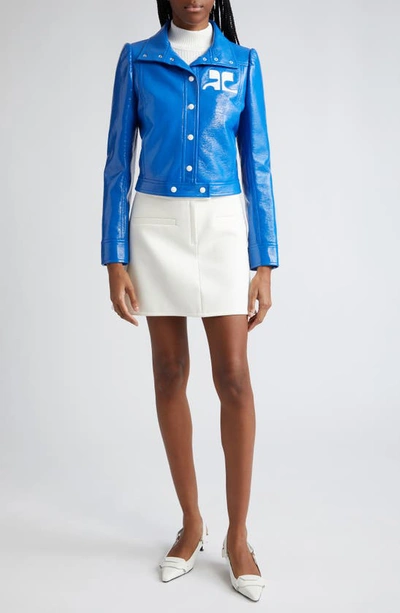 Shop Courrèges Re-edition Vinyl Jacket In Blue