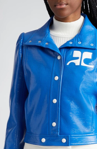 Shop Courrèges Re-edition Vinyl Jacket In Blue