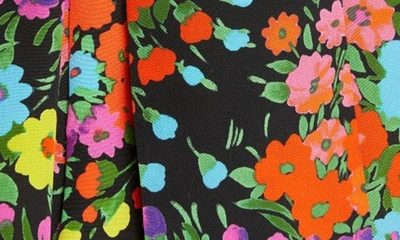 Shop Les Rêveries Gigi Floral Print Silk Minidress In Kaleidiscope Garden Black
