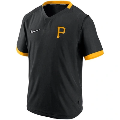 Shop Nike Black/gold Pittsburgh Pirates Authentic Collection Short Sleeve Hot Pullover Jacket