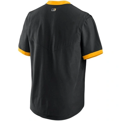 Shop Nike Black/gold Pittsburgh Pirates Authentic Collection Short Sleeve Hot Pullover Jacket
