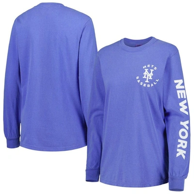 Shop Soft As A Grape Royal New York Mets Team Pigment Dye Long Sleeve T-shirt