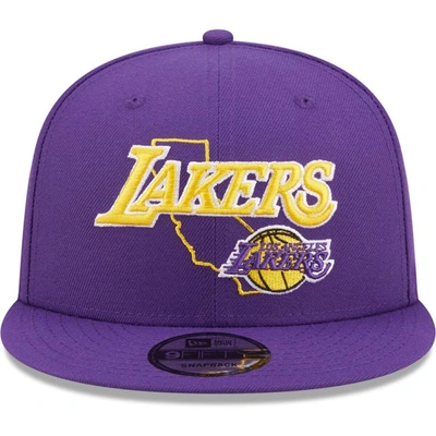 Shop New Era Purple Los Angeles Lakers Team State 9fifty Snapback Hat