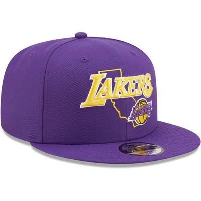 Shop New Era Purple Los Angeles Lakers Team State 9fifty Snapback Hat